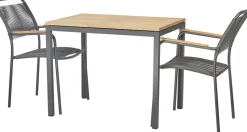 Mandalay Havemøbelsæt m. Toscana Bord 65 cm og 2 Verona Stole, Teak/Antracit
