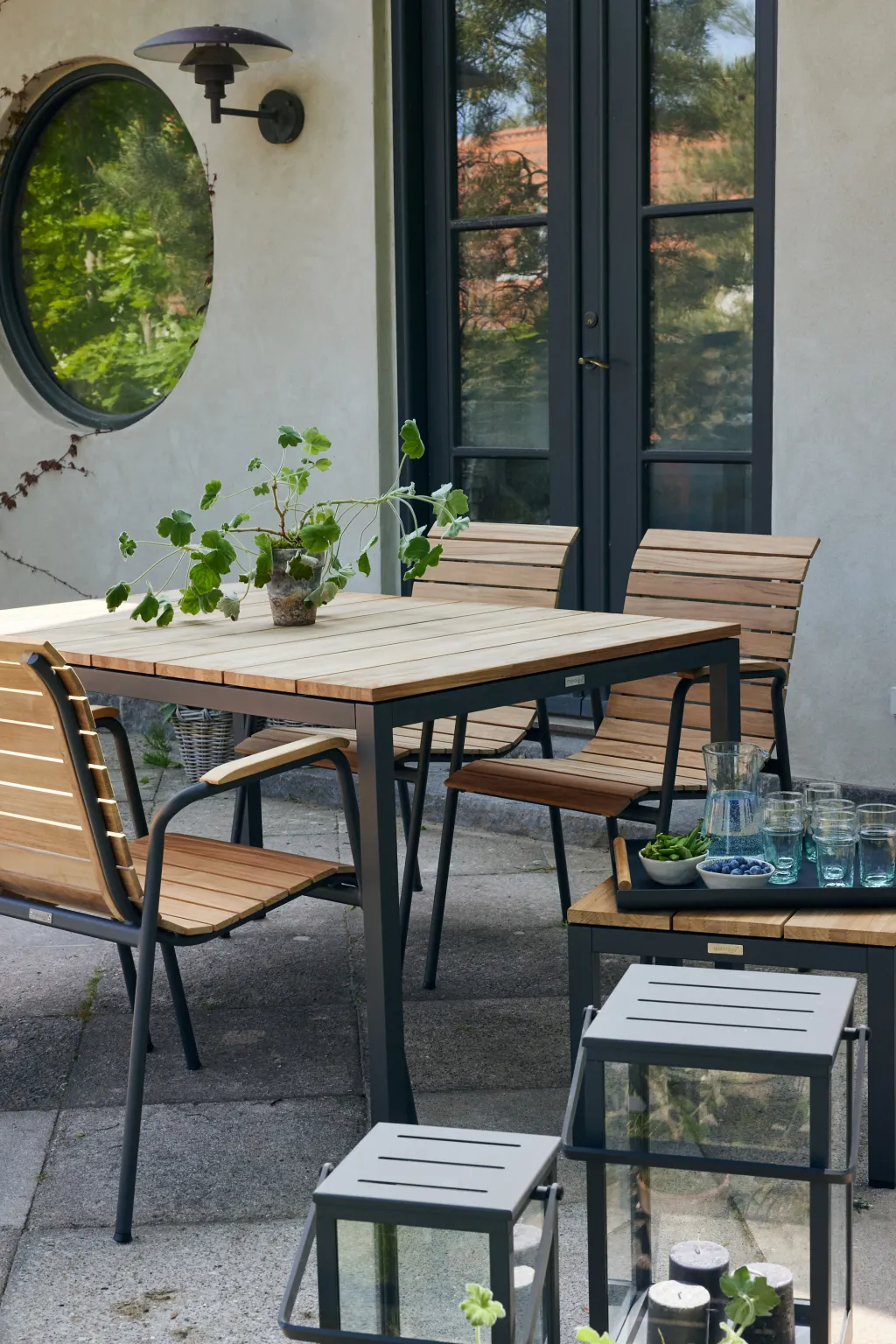 Sale Havemøbelsæt m. Toscana Bord 132 cm og 4 Bellevue Stole, Teak/Antracit Havemøbler|Uderum