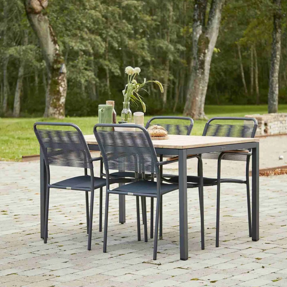 Outlet Mandalay Havemøbelsæt m. Toscana Bord 132 cm og 4 Verona Stole, Teak/Antracit