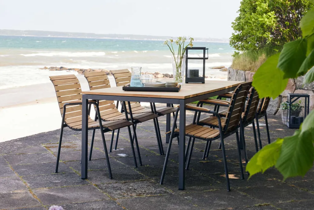 Mandalay Havemøbler|Uderum > Havemøbelsæt m. Toscana Bord 197 cm og 6 Bellevue Stole, Teak/Antracit