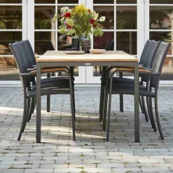 Hot Mandalay Havemøbelsæt m. Toscana Bord 197 cm og 6 Ravello Stole, Teak/Antracit