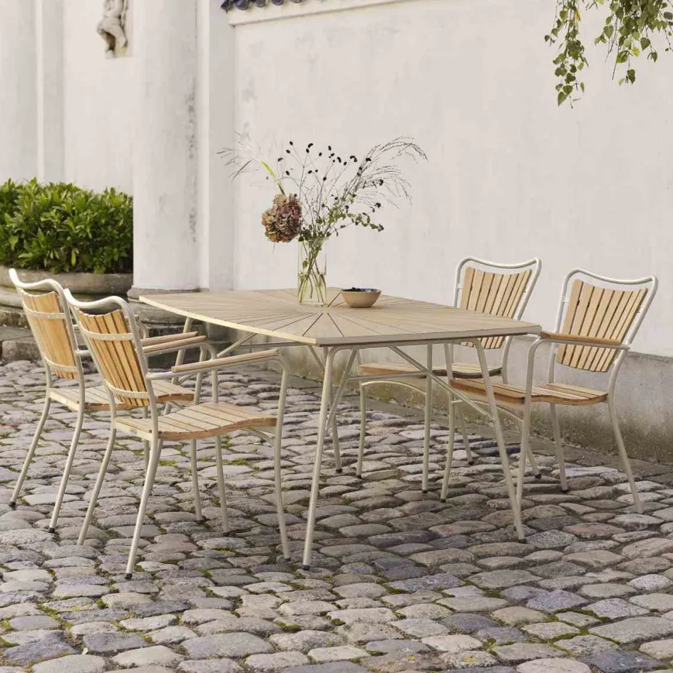 Outlet Mandalay Marguerit Havemøbelsæt m. 4 Stole ,Teak/ Taupe
