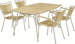 Outlet Mandalay Marguerit Havemøbelsæt m. 4 Stole ,Teak/ Taupe