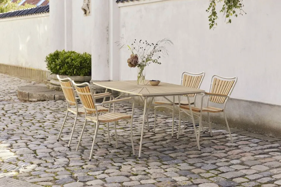 Outlet Mandalay Marguerit Havemøbelsæt m. 4 Stole ,Teak/ Taupe