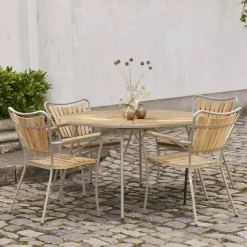 Mandalay Marguerit Havemøbelsæt m. 4 Stole , Teak/Taupe