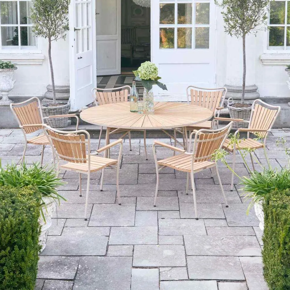 Best Mandalay Marguerit Havemøbelsæt m. 6 Stole Ø140 cm, Teak/Taupe
