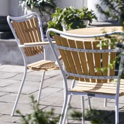 Outlet Mandalay Marguerit Havemøbelsæt m. 4 Stole , Teak/Hvid