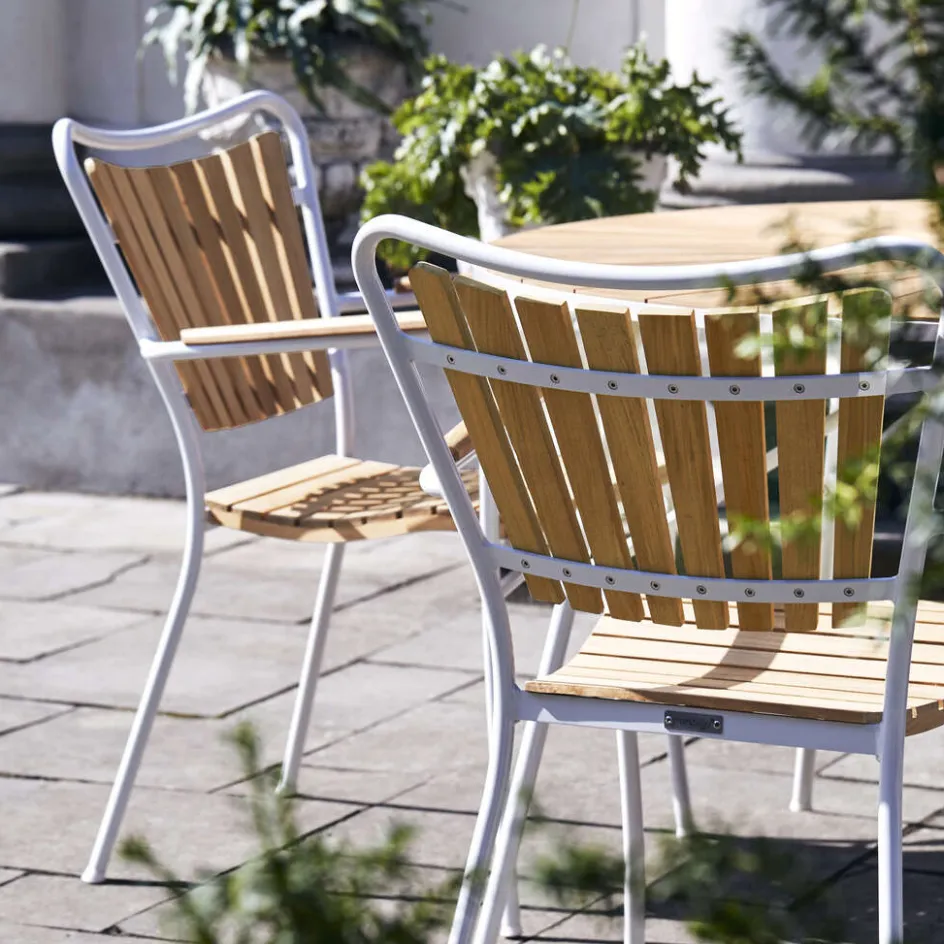 Outlet Mandalay Marguerit Havemøbelsæt m. 4 Stole , Teak/Hvid