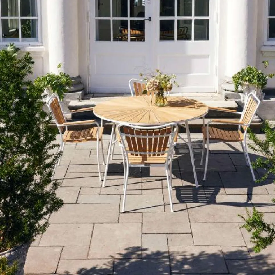 Outlet Mandalay Marguerit Havemøbelsæt m. 4 Stole , Teak/Hvid