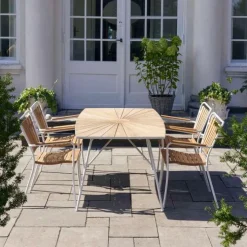 New Mandalay Marguerit Havemøbelsæt m. 4 Stole , Teak/Hvid