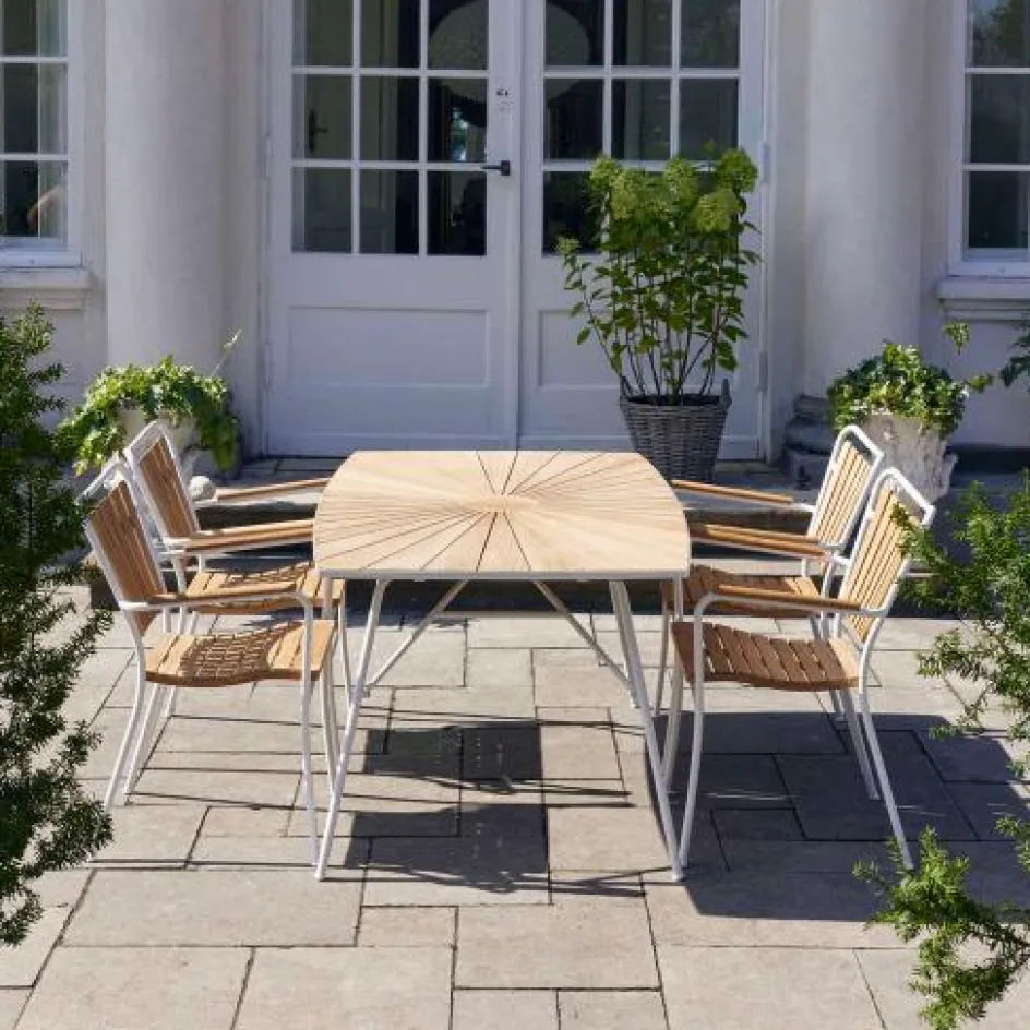 New Mandalay Marguerit Havemøbelsæt m. 4 Stole , Teak/Hvid