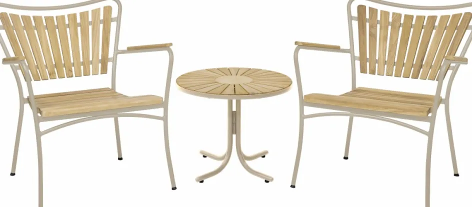 Outlet Mandalay Marguerit Loungebord ?50 cm, Teak/Taupe