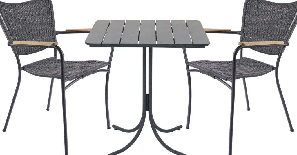 Mandalay Havemøbler|Uderum > Pure Cafesæt m. 2 Marguerit String Stole , Antracit