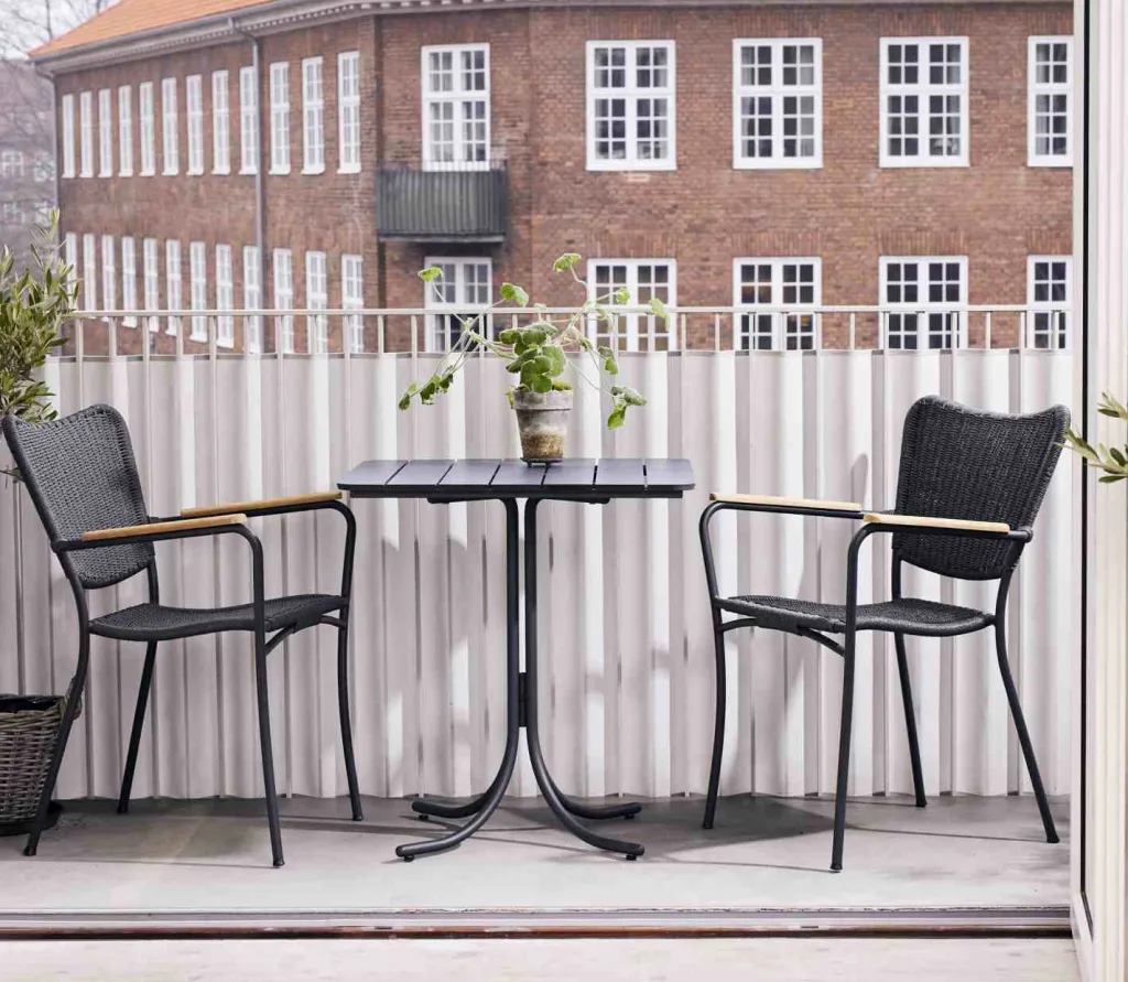Mandalay Havemøbler|Uderum > Pure Cafesæt m. 2 Marguerit String Stole , Antracit