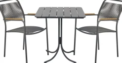 Clearance Pure Cafesæt m. 2 Verona Stole m. Teak Armlæn 66 cm, Antracit Havemøbler|Uderum