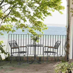 Clearance Pure Cafesæt m. 2 Verona Stole m. Teak Armlæn 66 cm, Antracit Havemøbler|Uderum