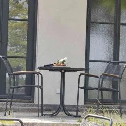 Clearance Pure Cafesæt m. 2 Verona Stole m. Teak Armlæn 66 cm, Antracit Havemøbler|Uderum