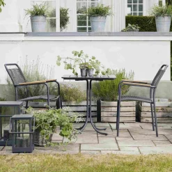 Clearance Pure Cafesæt m. 2 Verona Stole m. Teak Armlæn 66 cm, Antracit Havemøbler|Uderum