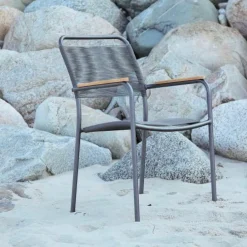 Mandalay Havemøbler|Uderum > Verona Havestol m. Teak Armlæn H86,5 cm,