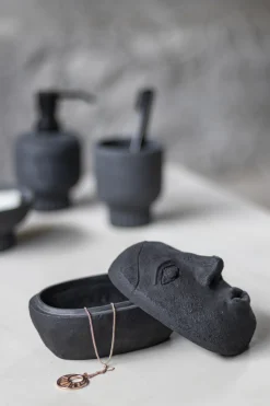 Sale Art Piece Face Krukke 12 cm, Sort Stue|Småopbevaring Og Organisering