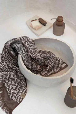 Online Mette Ditmer Morocco Håndklæde 2 stk 35x55 cm, Chokolade/Off-white
