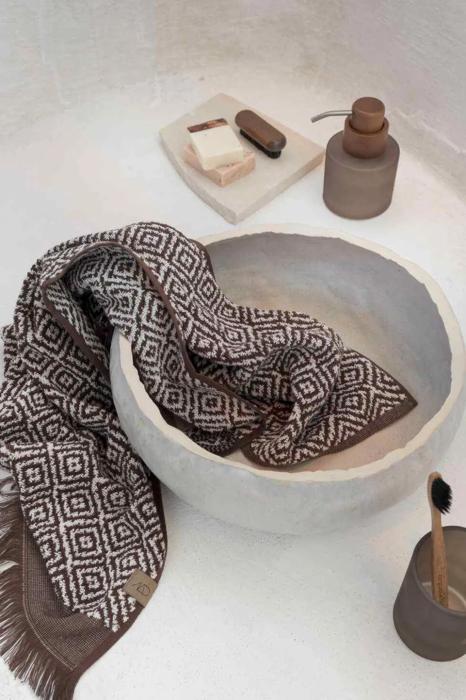 Online Mette Ditmer Morocco Håndklæde 2 stk 35x55 cm, Chokolade/Off-white