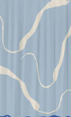 Online Mette Ditmer Nova Arte Badeforhæng 150x200 cm, Lys Blå/Off-white