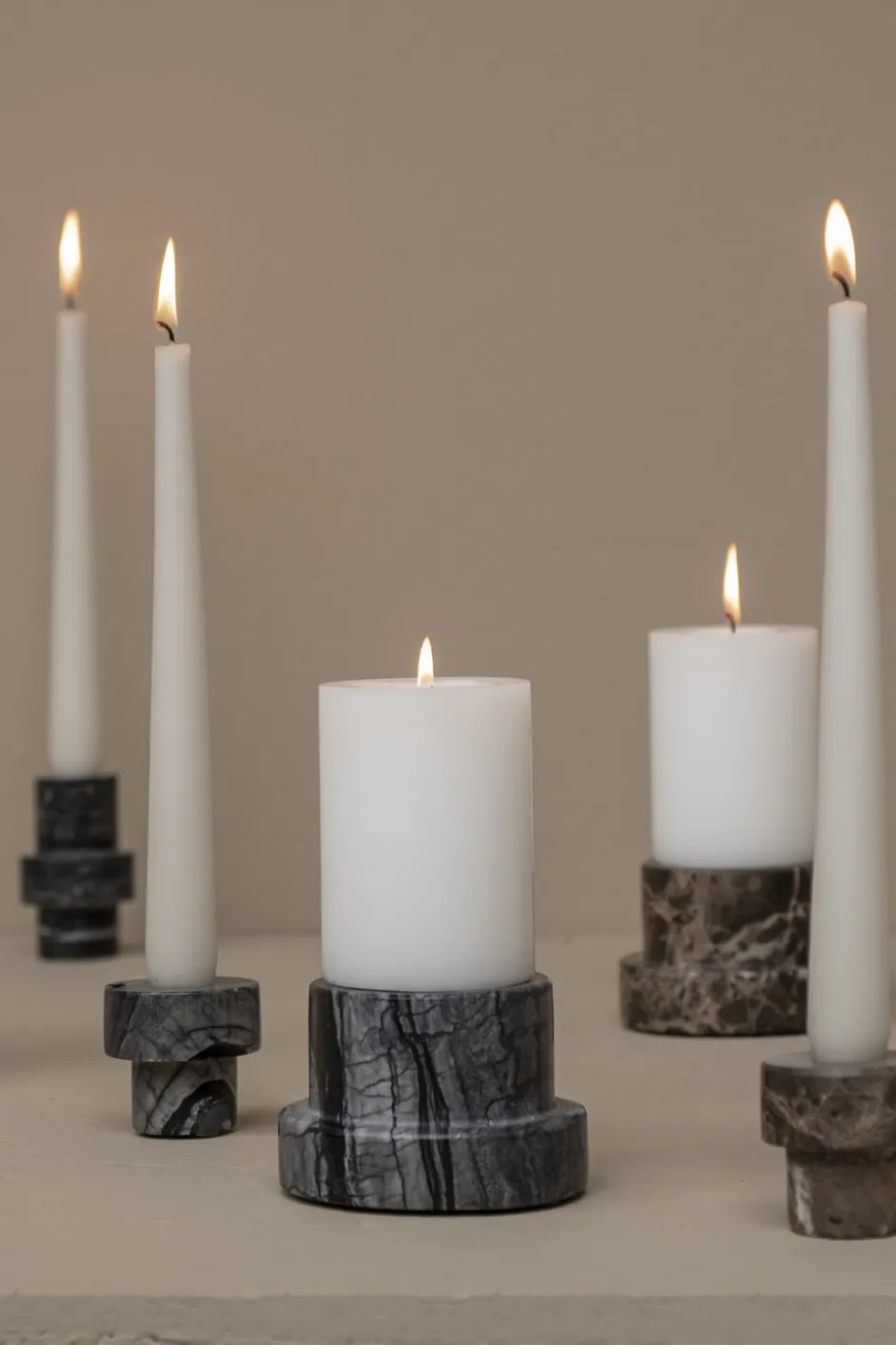 Hot Mette Ditmer Marble Lysestage H6,5 cm, Sort/Grå