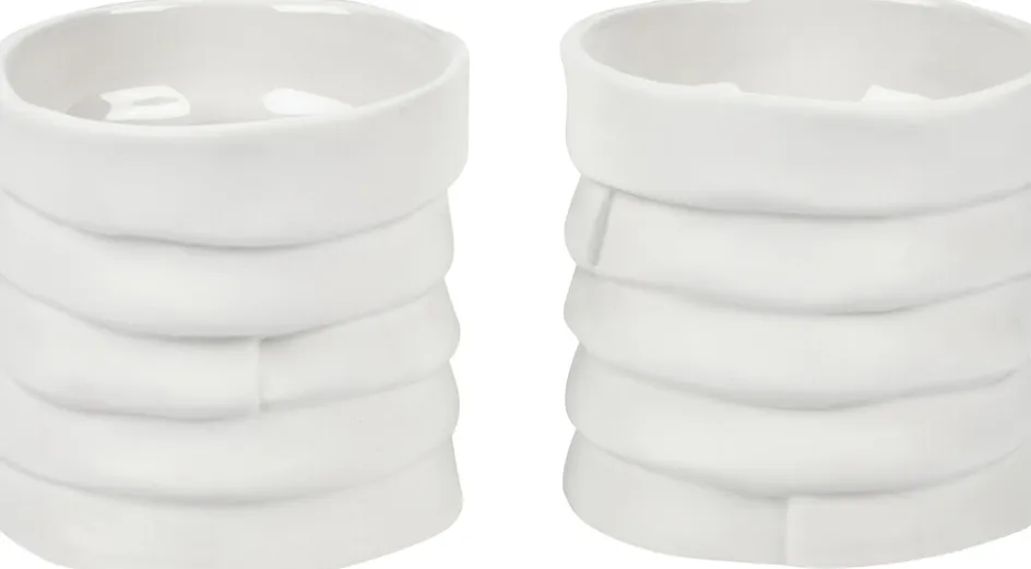 Best Mette Ditmer Ribbon Fyrfadsstage 2 stk H6,5 cm, Hvid