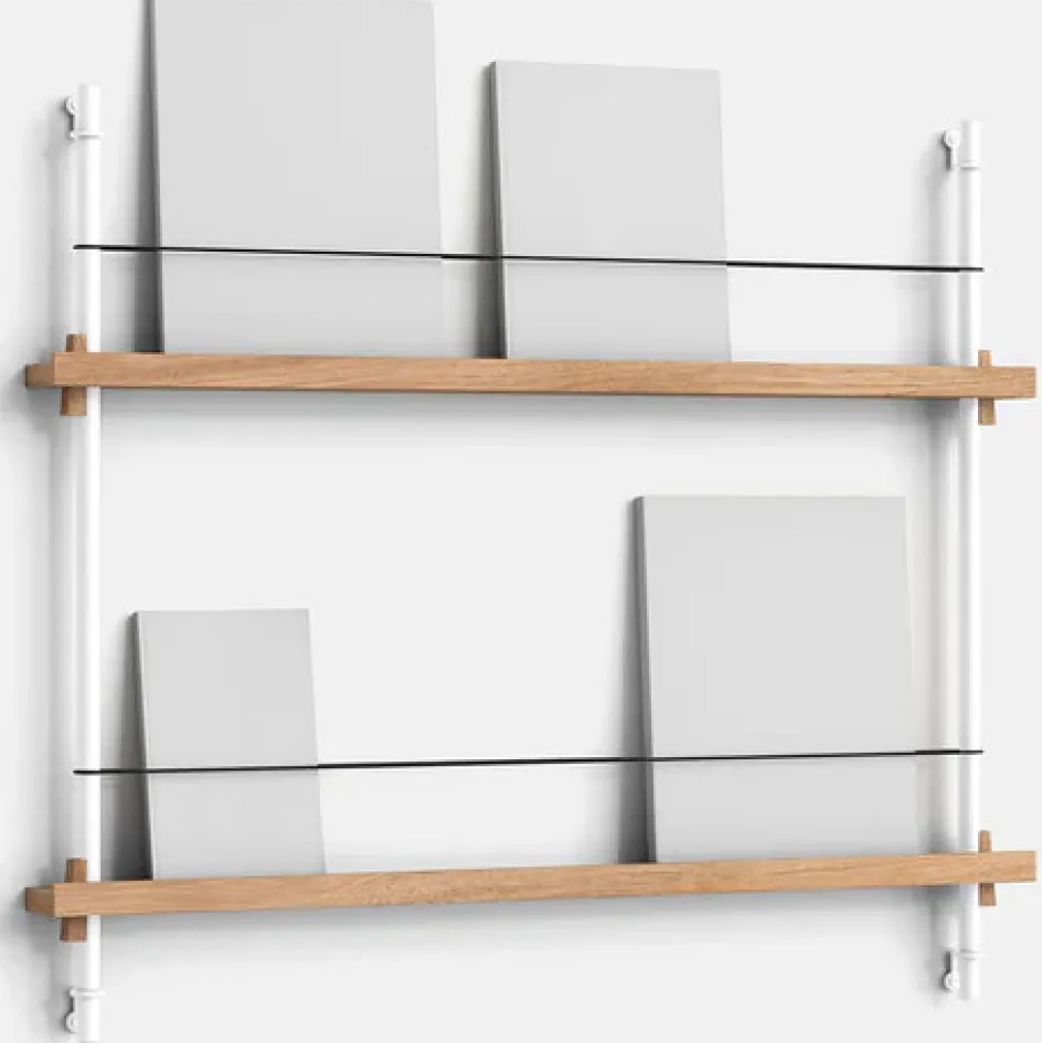 Online MOEBE Magasinreol S/85x73 cm, Hvid/Eg