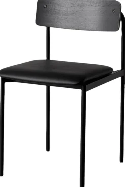 Outlet MOEBE Offset Stol H76,5 cm, Sort Ask/Sort Læder