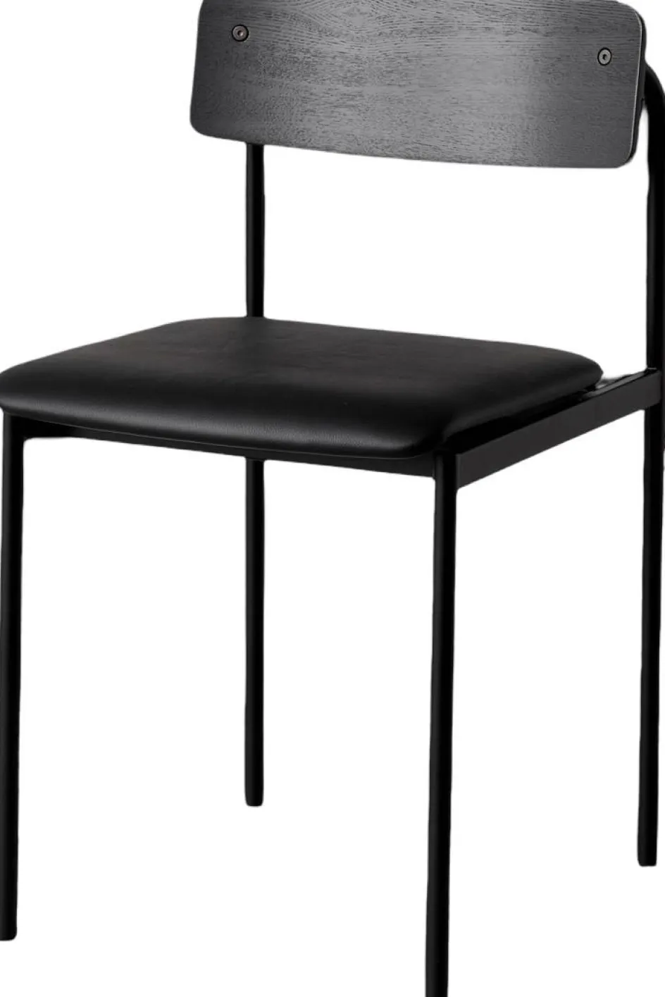 Outlet MOEBE Offset Stol H76,5 cm, Sort Ask/Sort Læder