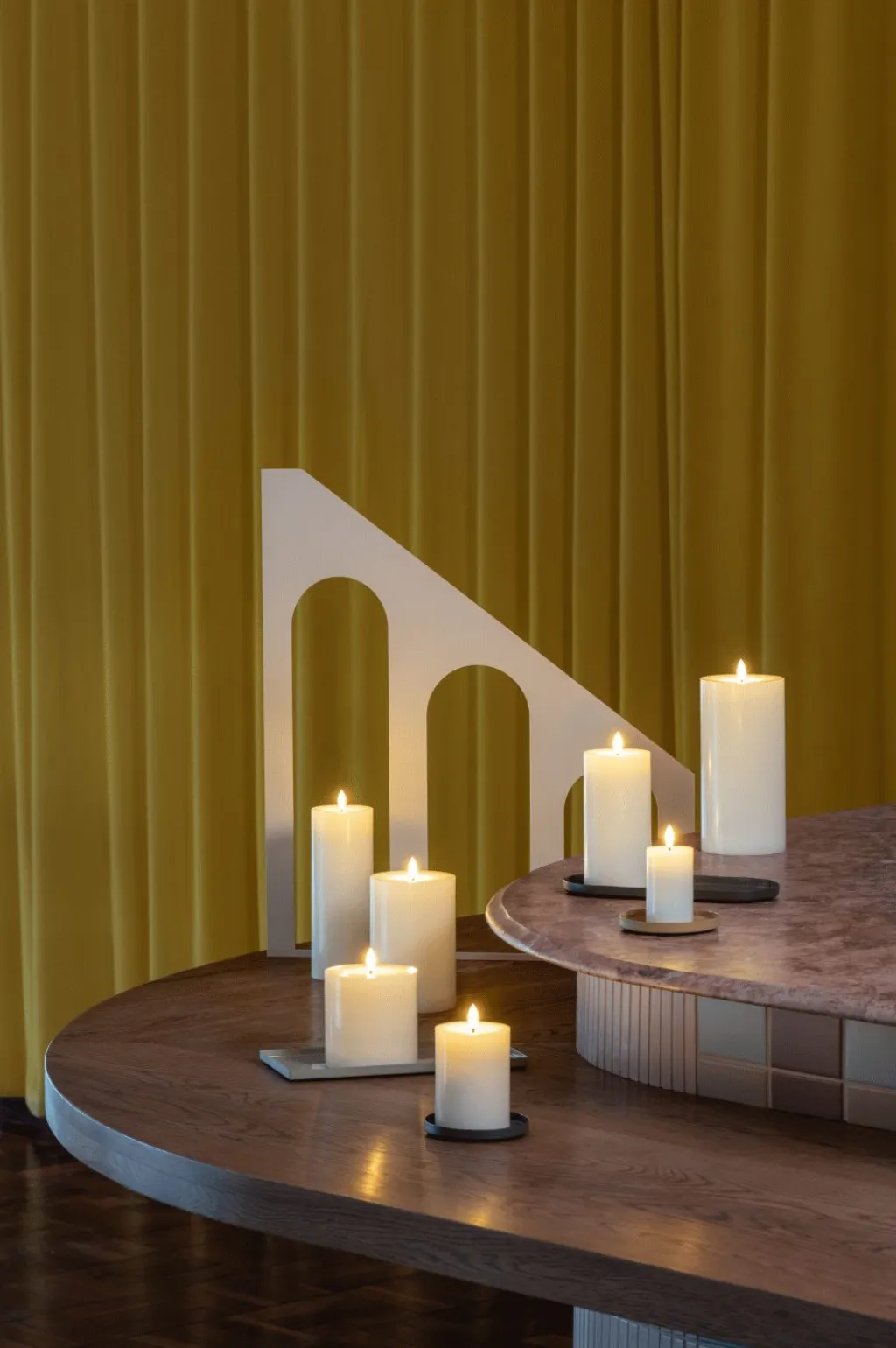 Online Bloklys m. Smelteeffekt LED ?4,9xH7,5 cm, Ivory Stearinlys|Led Stearinlys