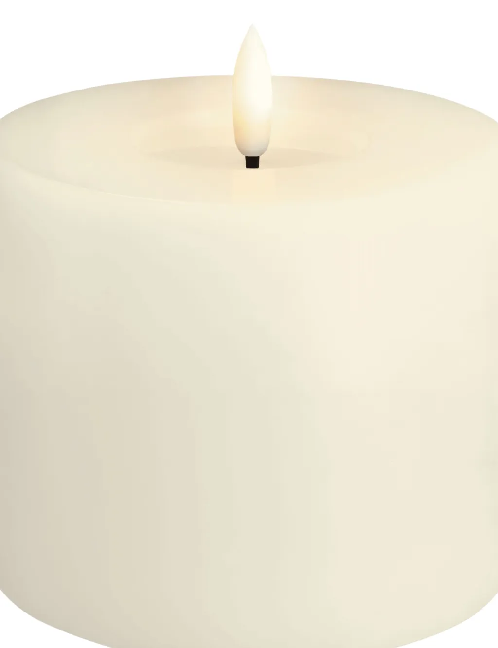 Moods & More Stearinlys|Led Stearinlys > Bloklys m. Smelteeffekt LED ?9,9xH10 cm, Ivory