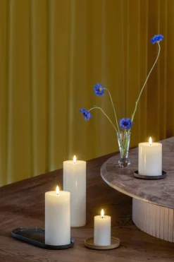 Bloklys m. Smelteeffekt LED ?7,4xH20 cm, Ivory Stearinlys|Led Stearinlys