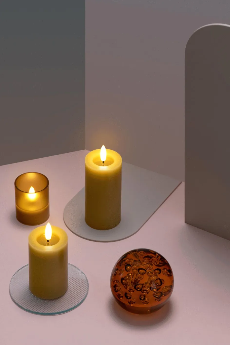 Moods & More Bloklys m. Smelteeffekt LED , Honey Mustard