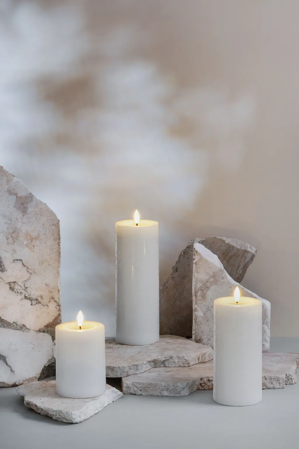 Moods & More Stearinlys|Led Stearinlys > Bloklys Rustik m. Smelteeffekt LED ,