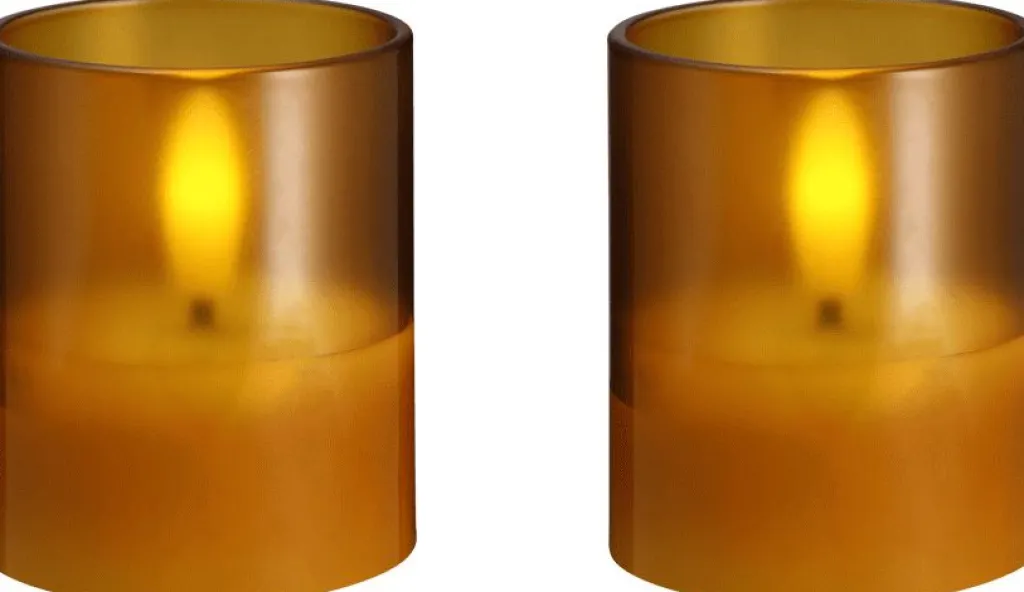 Moods & More Stearinlys|Led Stearinlys > Glaslys LED 2 stk. Ø4,7xH5,7 cm,