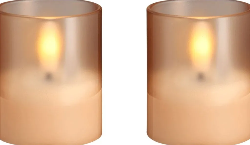 Moods & More Stearinlys|Led Stearinlys > Glaslys LED 2 stk. Ø4,7xH5,7 cm,