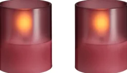 Sale Moods & More Glaslys LED 2 stk. Ø4,7xH5,7 cm, Hurricane/Vintage Rose