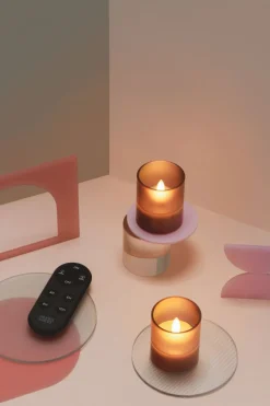Sale Moods & More Glaslys LED 2 stk. Ø4,7xH5,7 cm, Hurricane/Vintage Rose
