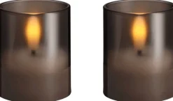 Outlet Glaslys LED 2 stk. Ø4,7xH5,7 cm, Stearinlys|Led Stearinlys