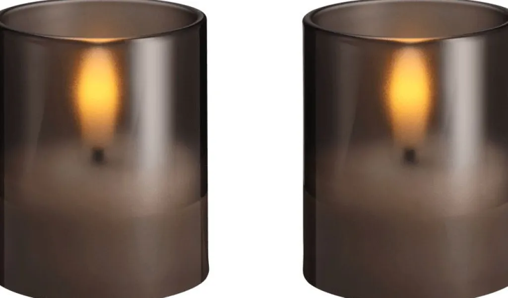 Outlet Glaslys LED 2 stk. Ø4,7xH5,7 cm, Stearinlys|Led Stearinlys
