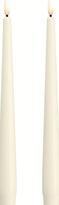 Sale Kronelys LED 2 stk. ?2,3xH25 cm, Ivory Stearinlys|Led Stearinlys