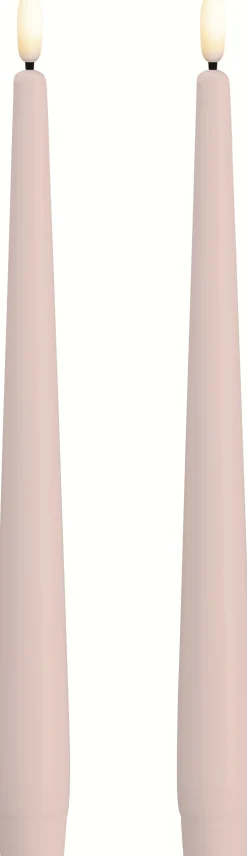 New Kronelys LED 2 stk. ?2,3xH25 cm, Light Rose Stearinlys|Led Stearinlys