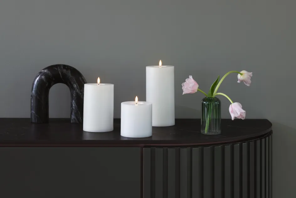 Moods & More Bloklys m. Smelteeffekt LED , Classic White