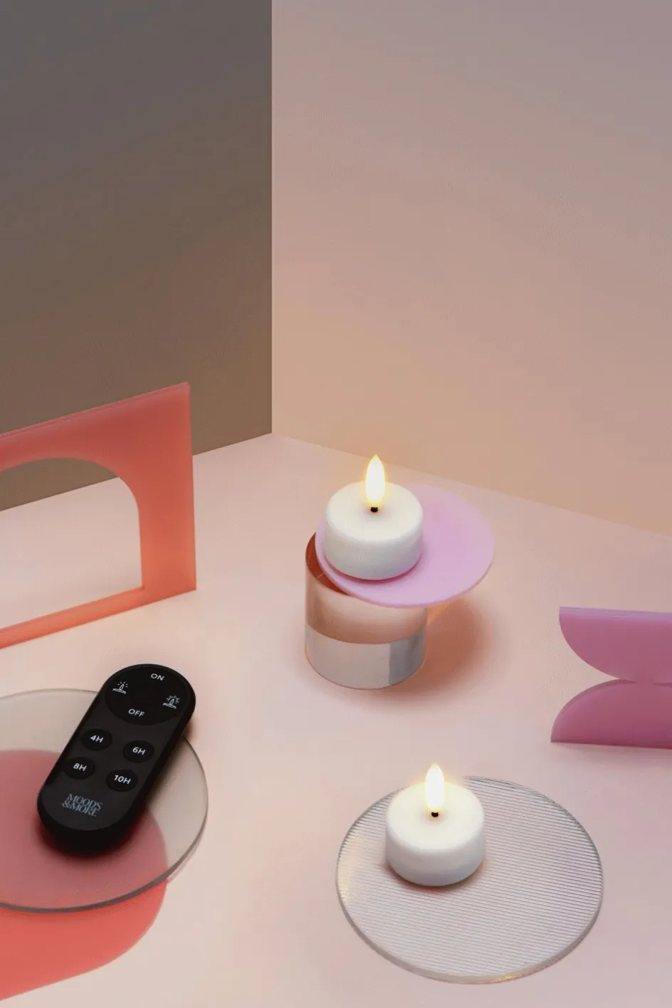 Hot Moods & More Fyrfadslys LED 2 stk. Ø3,9xH2 cm, Hvid