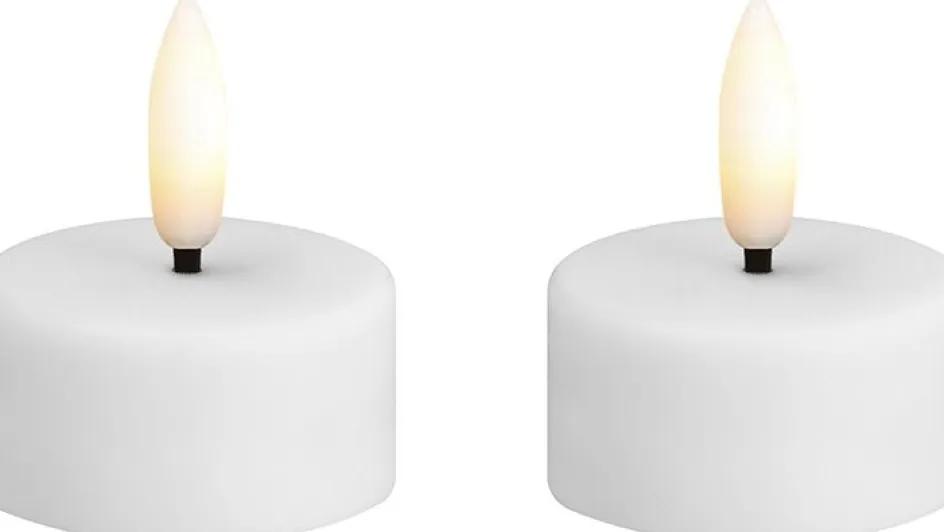 Hot Moods & More Fyrfadslys LED 2 stk. Ø3,9xH2 cm, Hvid