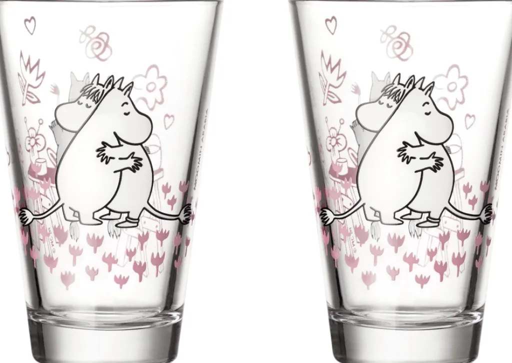 Clearance Mumi 30 års Jubilæum Drikkeglas 2 stk. 30 cl, Kærlighed Vandglas