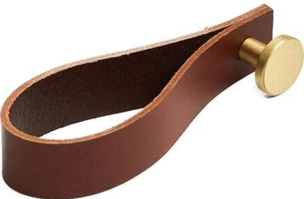 Hot Dot Knage 15 cm, Læder/Messing Badeværelse|Knager Og Knagerækker